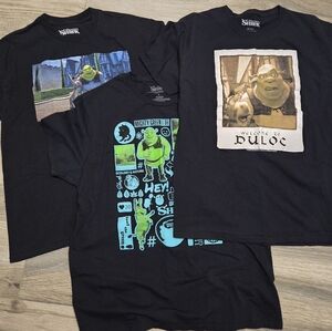 Bundle Set of 3 Shrek Short Sleeve Graphic Tee Shirts Unisex Large Dreamworks